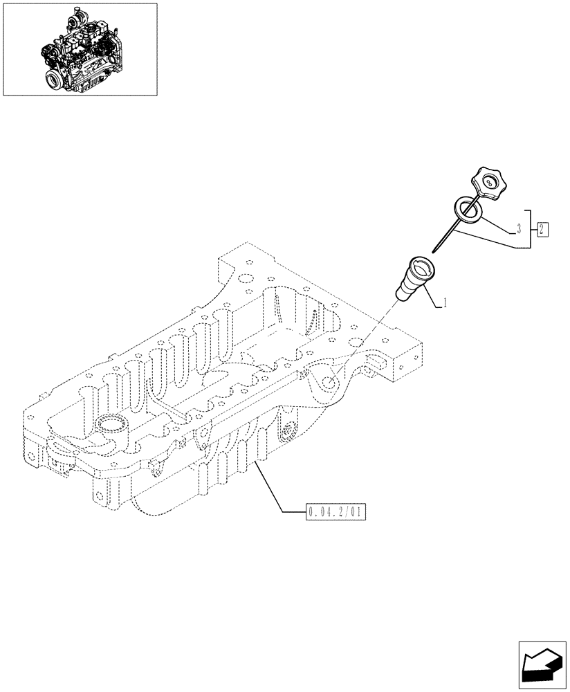 Схема запчастей Case IH MAXXUM 115 - (0.27.0/01) - ENGINE OIL DIPSTICK (STD + VAR.330003-332115-332116) (01) - ENGINE