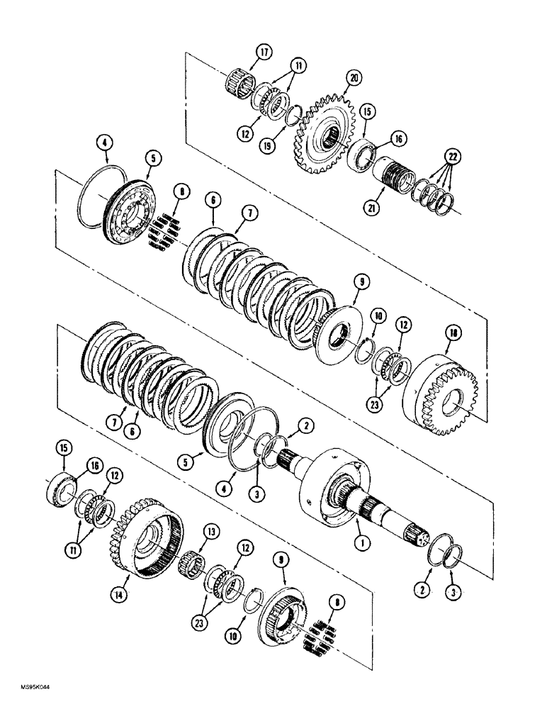 Схема запчастей Case IH 9350 - (6-018) - POWER SHIFT TRANSMISSION ASSEMBLY, 7 INCH INPUT CLUTCH PACK ASSEMBLY (06) - POWER TRAIN