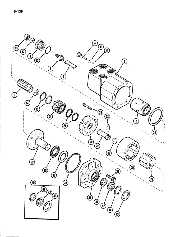 Схема запчастей Case IH 4894 - (5-136) - FRONT STEERING PUMP AND VALVE (05) - STEERING