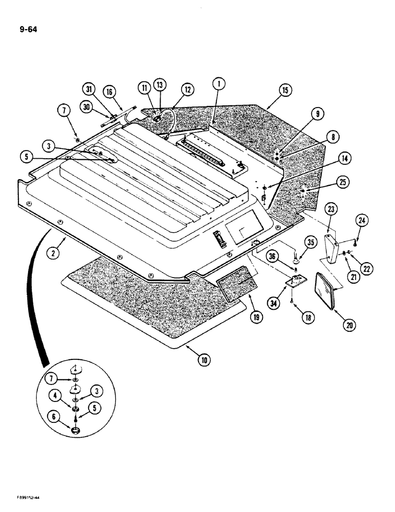 Схема запчастей Case IH 9180 - (9-64) - OVERHEAD CONSOLE, CAB (09) - CHASSIS/ATTACHMENTS