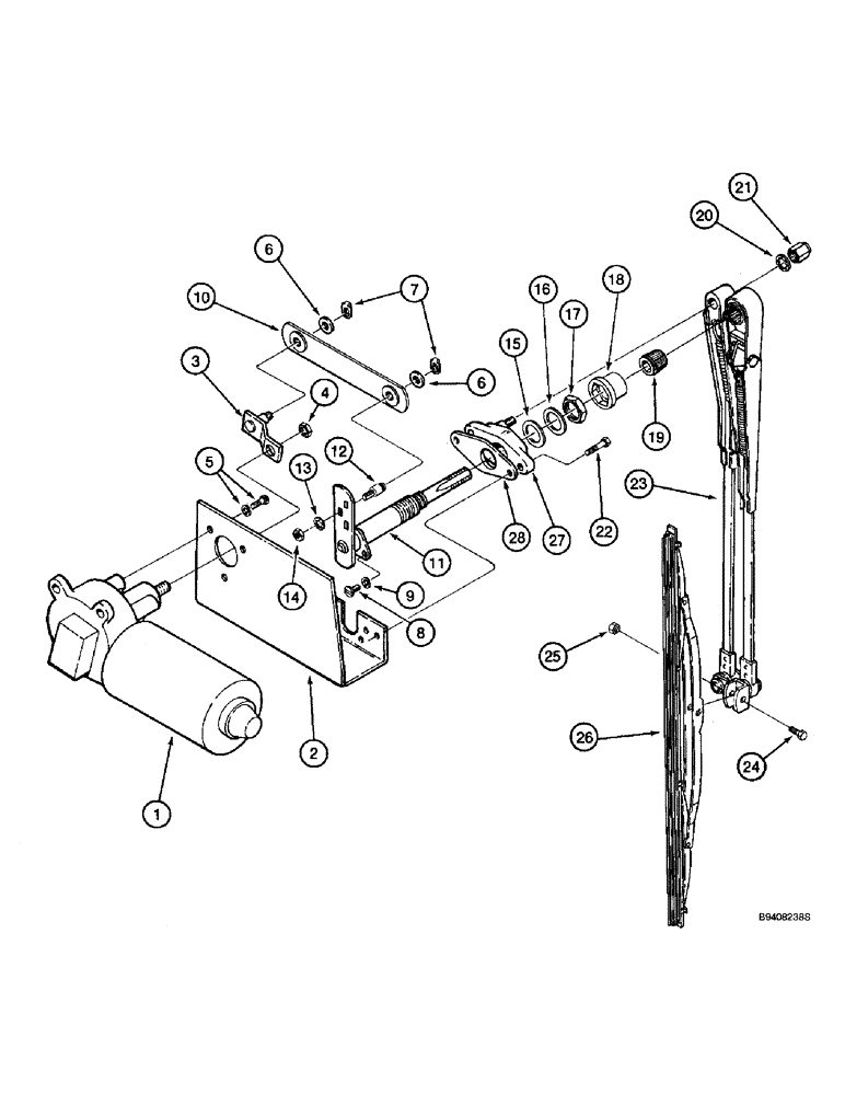 Схема запчастей Case IH 2166 - (4-66) - WINDSHIELD WIPER ASSEMBLY, SINGLE BLADE (06) - ELECTRICAL