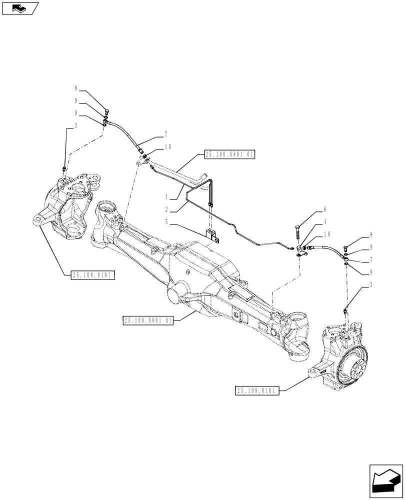 Схема запчастей Case IH PUMA 185 - (33.204.0201[01]) - 4WD FRONT AXLE WITH ACTIVE SUSPENSION AND BRAKES - BRAKES PIPES - C7091 (VAR.728212) (33) - BRAKES & CONTROLS