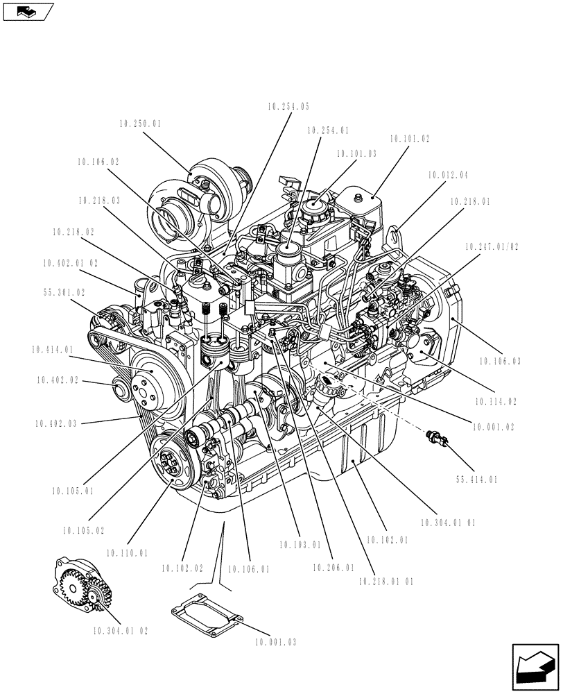 Схема запчастей Case IH F4GE9684C J602 - (10.000.01[01]) - PICTORIAL OVERVIEW 1/1 - ENGINE (10) - ENGINE