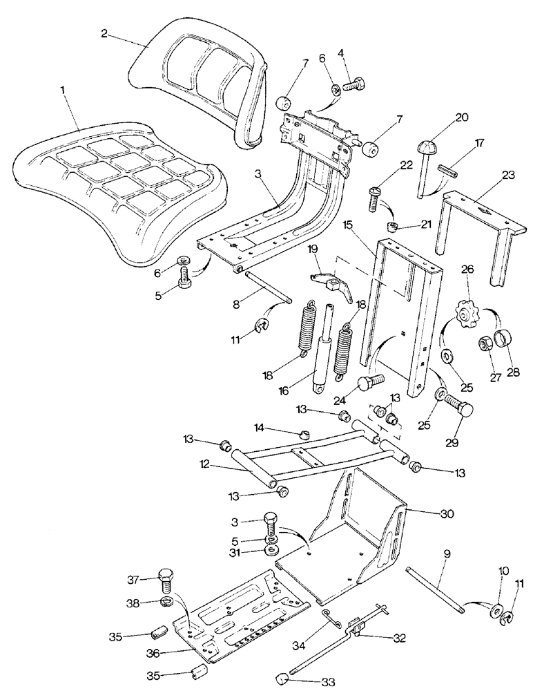 Схема запчастей Case IH 1690 - (T07-1) - SEAT ASSEMBLY, LOW PROFILE (10) - OPERATORS PLATFORM/CAB