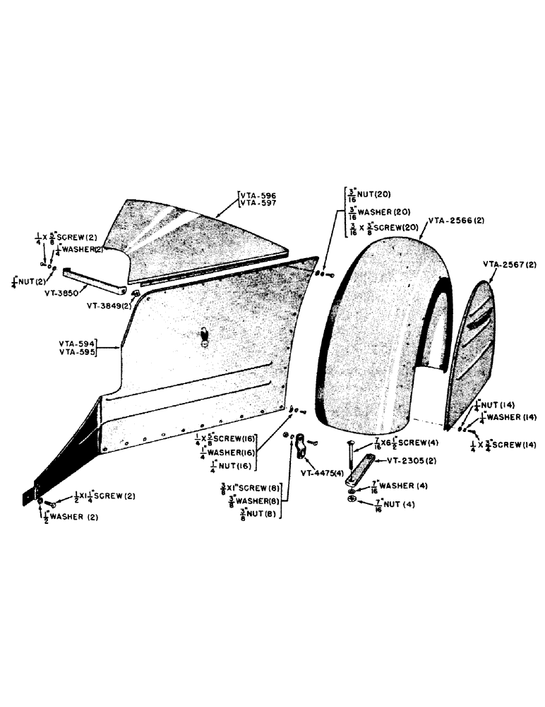 Схема запчастей Case IH VAC11-SERIES - (158) - VAO ORCHARD DEFLECTORS AND FENDERS (09) - CHASSIS