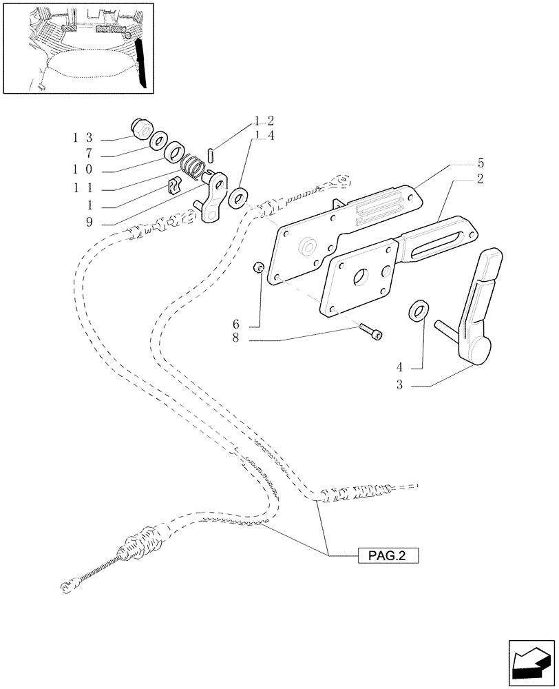 Схема запчастей Case IH JX1100U - (1.10.0[03]) - THROTTLE CONTROL LINKAGE - (L/ CAB) - LEVER SUPPORTS, LEVER (02) - ENGINE EQUIPMENT