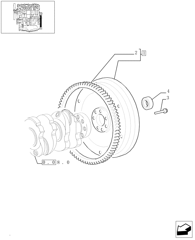 Схема запчастей Case IH JX1070N - (0.08.3) - FLYWHEEL (01) - ENGINE