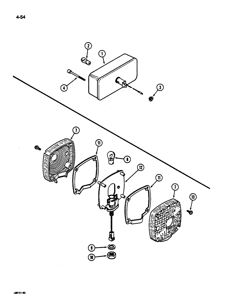 Схема запчастей Case IH 1822 - (4-54) - WARNING LIGHT, REAR AND SIDE (06) - ELECTRICAL SYSTEMS