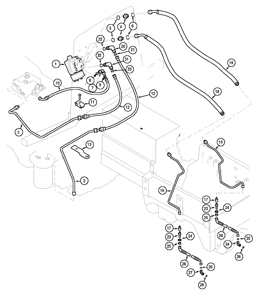 Схема запчастей Case IH MX90C - (05-03) - STEERING PIPES (05) - STEERING