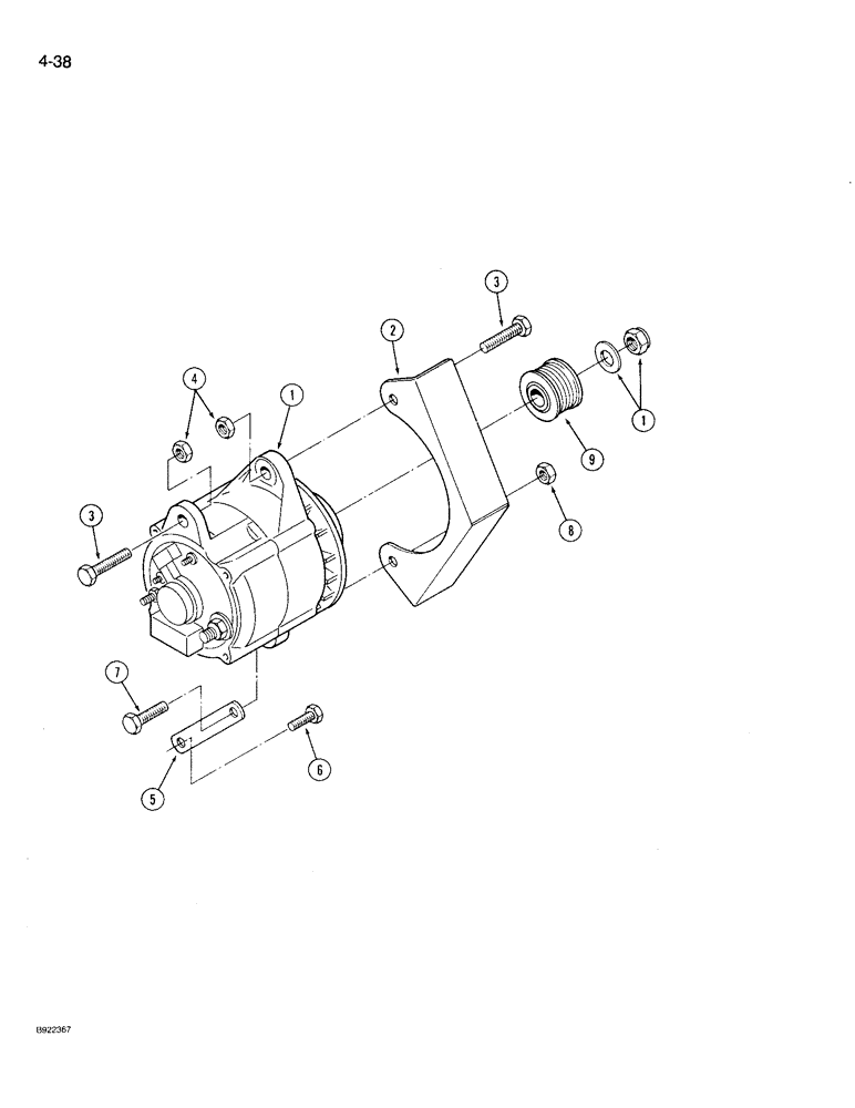 Схема запчастей Case IH 9210 - (4-038) - ALTERNATOR MOUNTING (04) - ELECTRICAL SYSTEMS