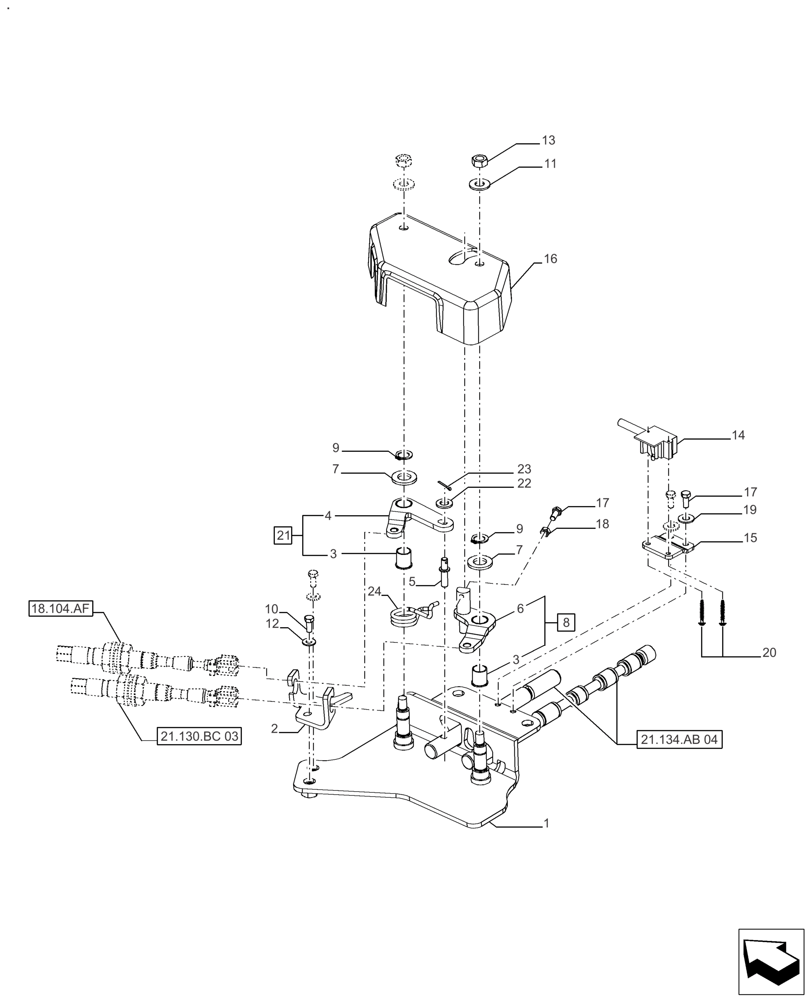 Схема запчастей Case IH FARMALL 140A - (21.134.AH[01]) - ACTUATOR - POWERSHUTTLE - HYD (21) - TRANSMISSION