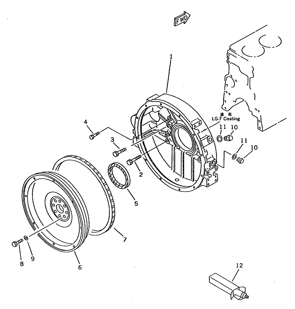 Схема запчастей Case IH 7700 - (C01[13]) - ENGINE FLYWHEEL & HOUSING KOMATSU SA6D108-1A1 Engine & Engine Attachments