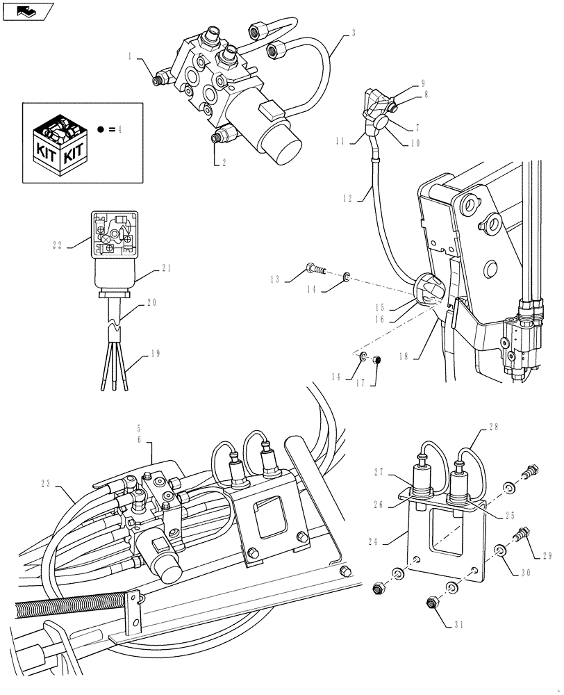 Схема запчастей Case IH L580 - (35.850.02[01]) - 3RD FUNCTION - WIRE CONTROLLED - MSL (35) - HYDRAULIC SYSTEMS