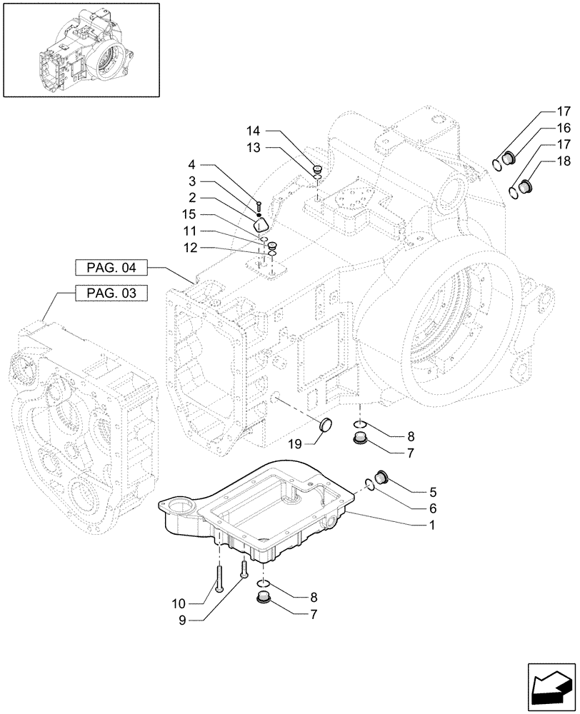 Схема запчастей Case IH PUMA 195 - (1.21.0[05]) - CENTRAL HOUSING / TRANSMISSION BOX (03) - TRANSMISSION