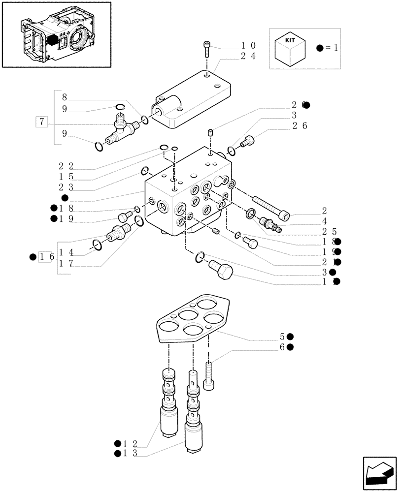 Схема запчастей Case IH MAXXUM 140 - (1.80.7[07]) - PTO CLUTCH FOR TRANSMISSION WITH CREEPER (30/40 KPH - 16X16) - CONTROL VALVE AND RELEVANT PARTS (STD + VAR.339405) (07) - HYDRAULIC SYSTEM