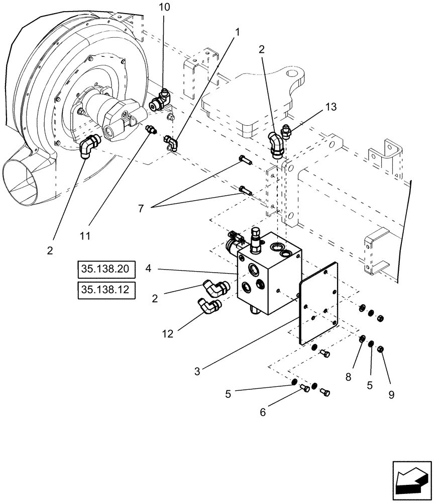 Схема запчастей Case IH 1240 - (80.150.05) - BULK FILL - PTO 12 ROW & 16 ROW - VALVE BLOCK AND FAN MOTOR DETAIL (80) - CROP STORAGE/UNLOADING