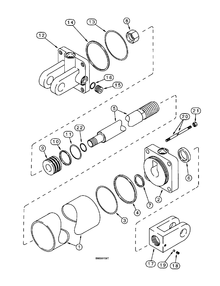 Схема запчастей Case IH 955 - (8-128) - HYDRAULIC CYLINDER - 1272147C92, TONGUE, 12 ROW NARROW, 12 ROW WIDE & 16 ROW NARROW FRONT FOLD 12/23 (08) - HYDRAULICS