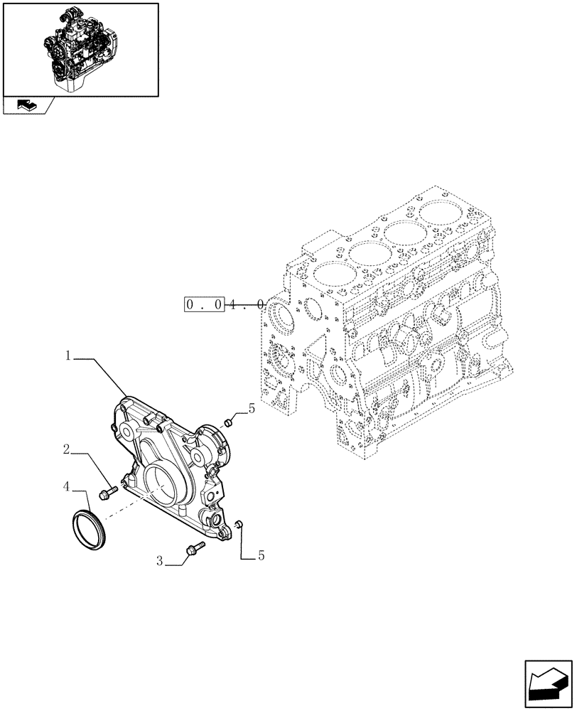 Схема запчастей Case IH F4GE9484A J601 - (0.04.3[02]) - CRANKCASE COVERS (4894734) 