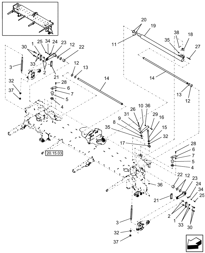 Схема запчастей Case IH RD132 - (20.15.05) - CONDITIONING ROLL TENSION (00) - COMPLETE MACHINE