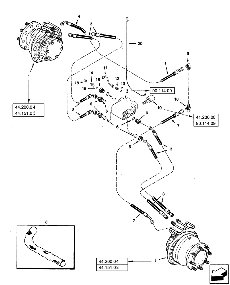 Схема запчастей Case IH 2577 - (44.200.16) - HYDRAULICS - MOTOR, DRIVE - POWER GUIDE AXLE (44) - WHEELS