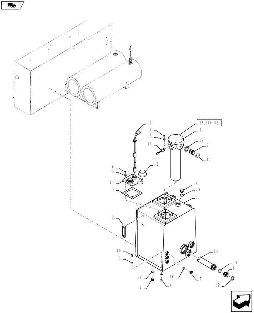 Схема запчастей Case IH TITAN 3030 - (35.300.01) - HYDRAULIC TANK GROUP (35) - HYDRAULIC SYSTEMS