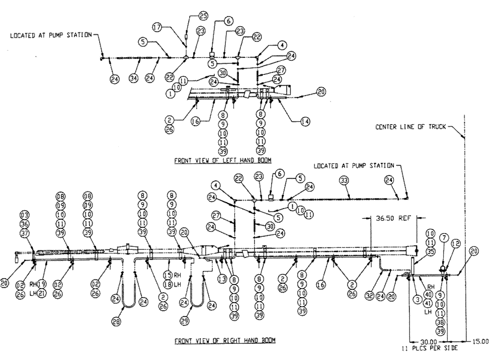 Схема запчастей Case IH FLEX-AIR - (12-002) - BOOM PLUMBING, WET, 3 WL, REAR Wet Kit