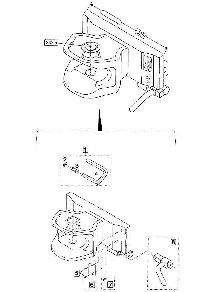 Схема запчастей Case IH C55 - (09C-08[01]) - TRAILER COUPLING ASSY (09) - CHASSIS/ATTACHMENTS