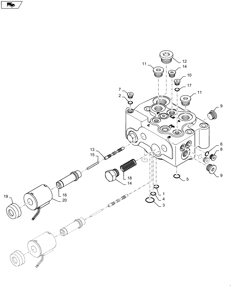 Схема запчастей Case IH 6130 - (35.204.21) - FEEDER LIFT VALVE, BREAKDOWN (35) - HYDRAULIC SYSTEMS