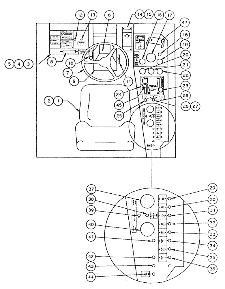 Схема запчастей Case IH PATRIOT - (01-002) - CONTROLS - CAB INTERIOR (S/N 04920076 AND UP) Cab Interior