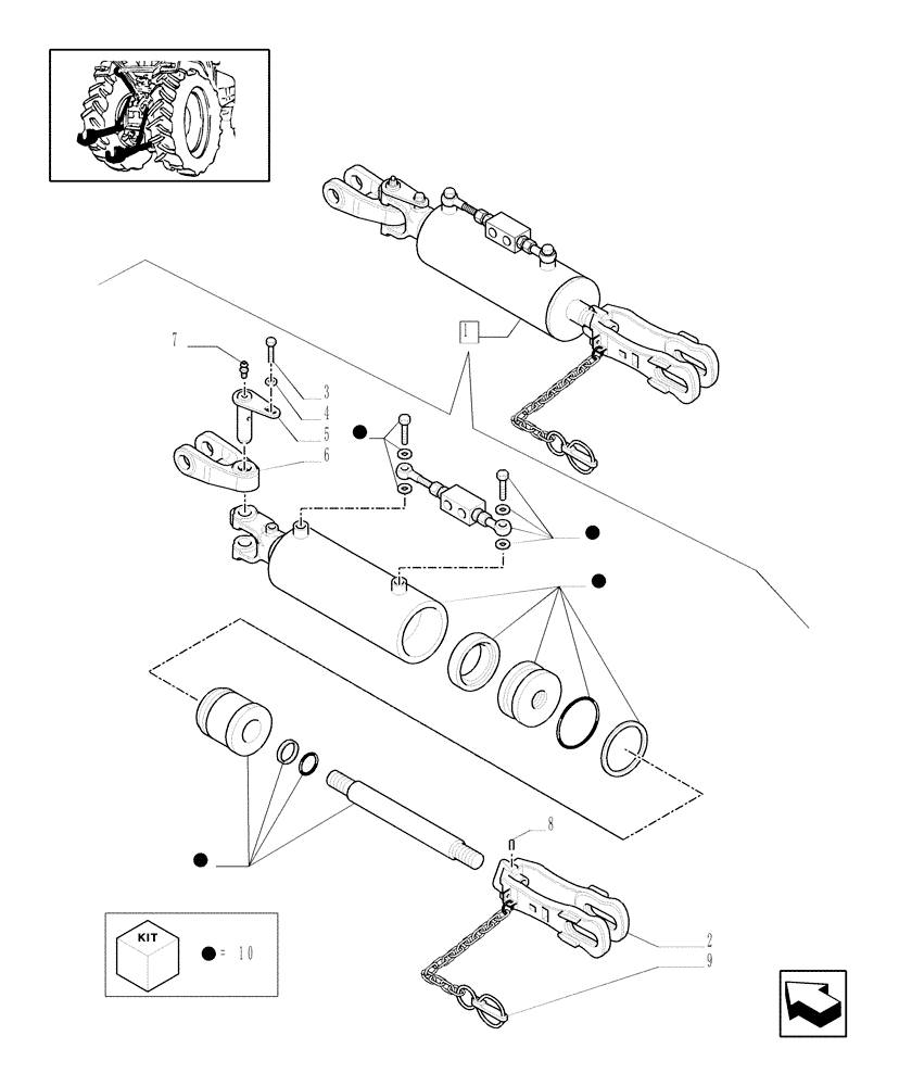 Схема запчастей Case IH MAXXUM 140 - (1.89.6/06B) - ADJUSTABLE LIFT-ROD, PARTS (VAR.330921-331921) (09) - IMPLEMENT LIFT