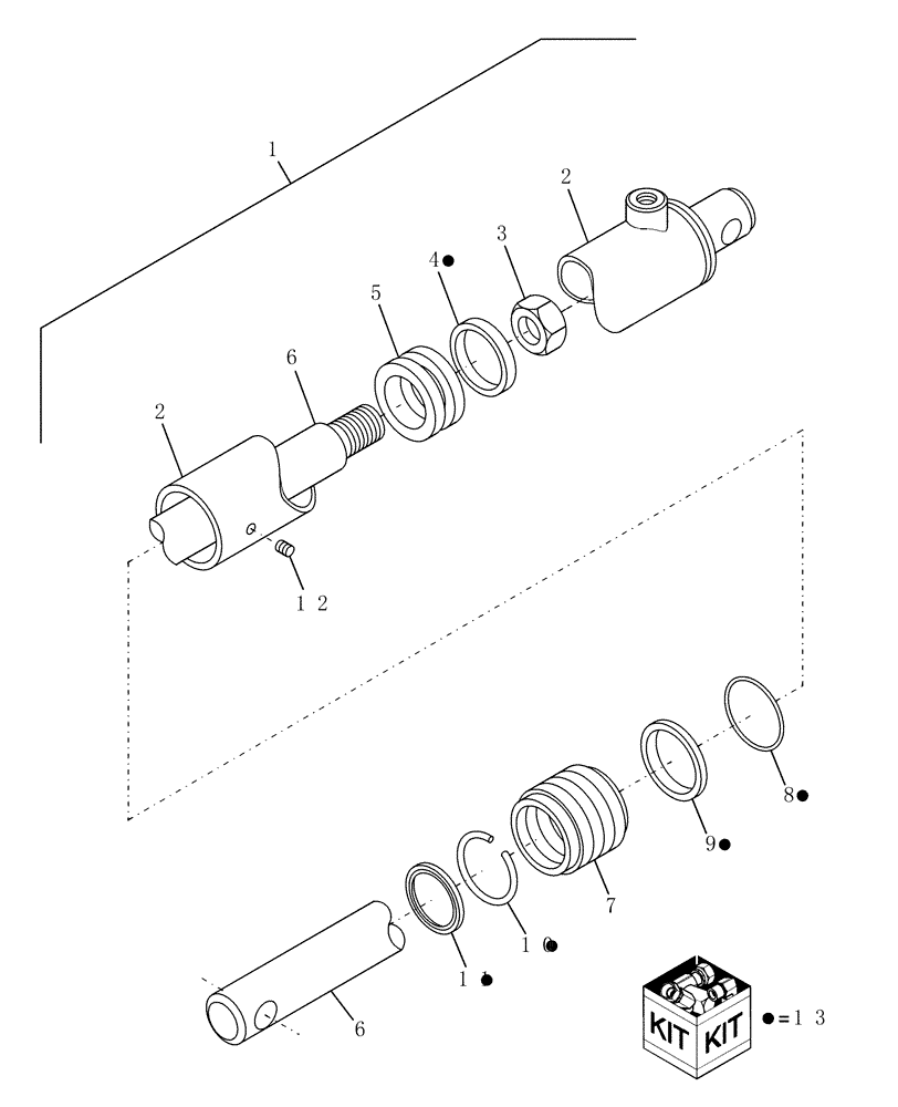 Схема запчастей Case IH SCX100 - (07.06[1]) - HYDRAULIC CYLINDER, SLAVE, PRIOR TO PIN HCA0017070 (07) - HYDRAULICS