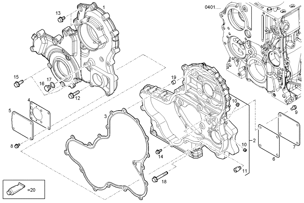 Схема запчастей Case IH F5CE9454G A001 - (0432.038) - REAR C.CASE COVER (10) - ENGINE