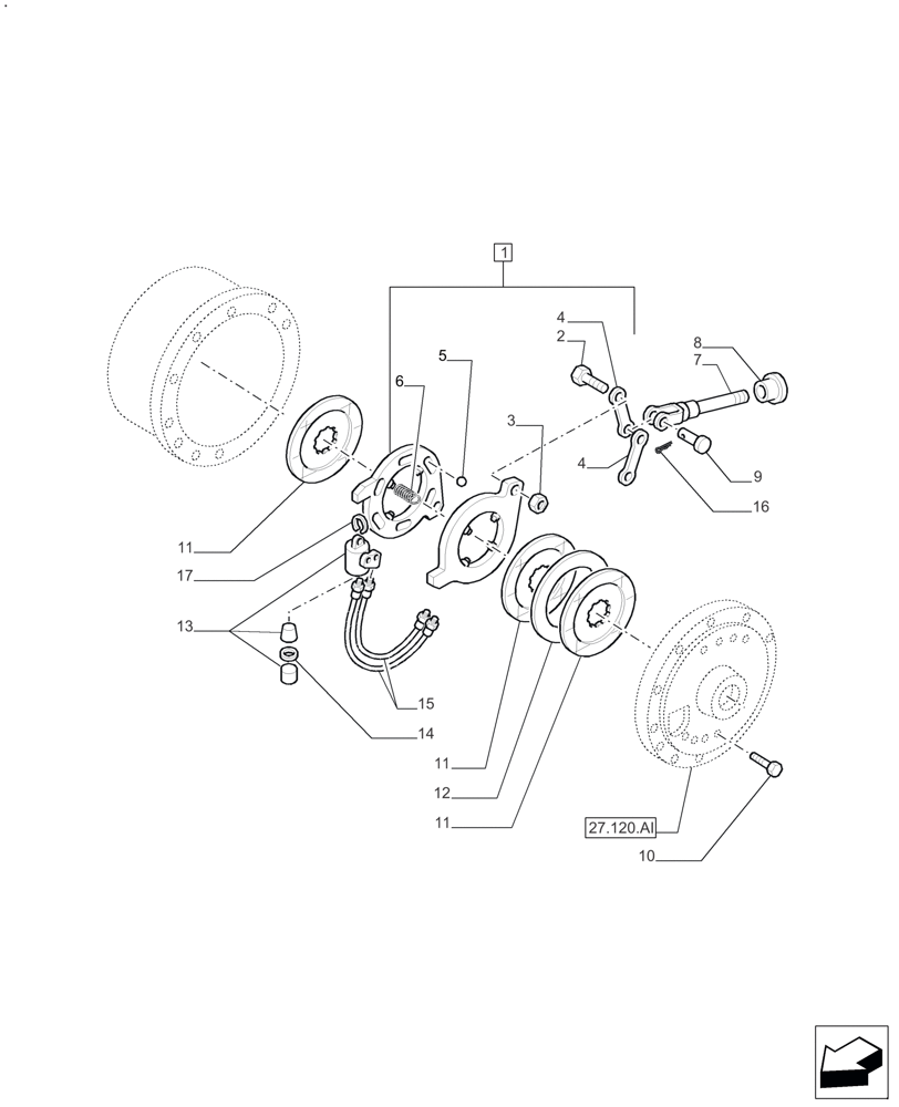 Схема запчастей Case IH FARMALL 125A - (33.202.AK) - PARKING BRAKE - 4WD (33) - BRAKES & CONTROLS