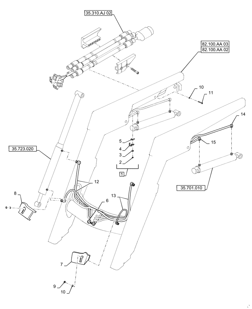 Схема запчастей Case IH LX720 - (35.100.020) - LOADER ARM HYDRAULICS - NSL (35) - HYDRAULIC SYSTEMS