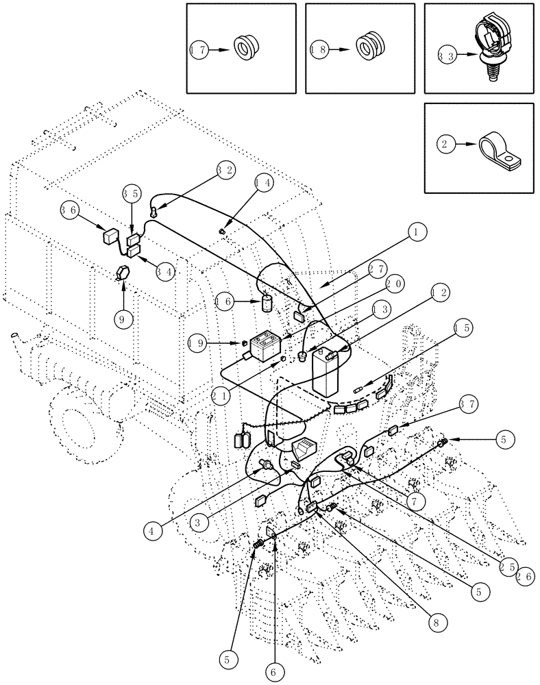 Схема запчастей Case IH CPX610 - (04-08) - HARNESS, LEFT HAND SIDE - COMPONENT LOCATIONS (06) - ELECTRICAL SYSTEMS