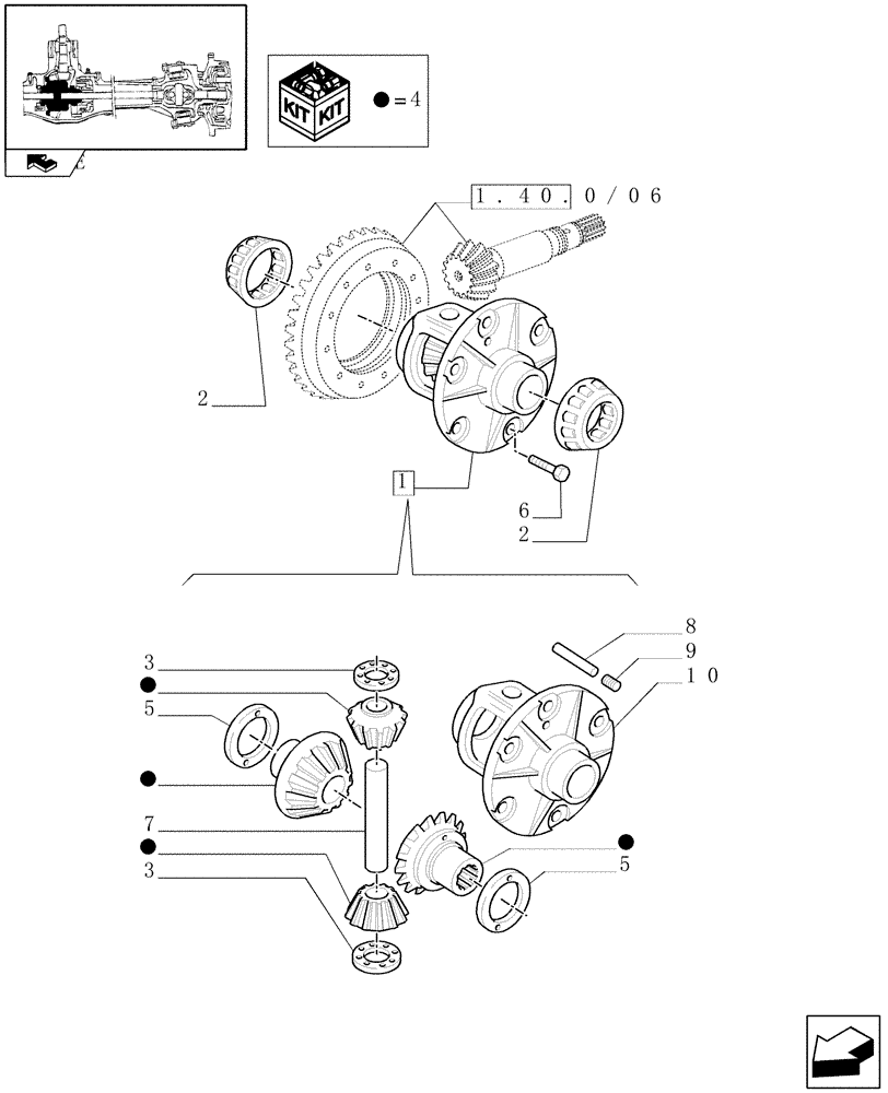 Схема запчастей Case IH FARMALL 95U - (1.40.0/07) - FRONT AXLE - DIFFERENTIAL (04) - FRONT AXLE & STEERING