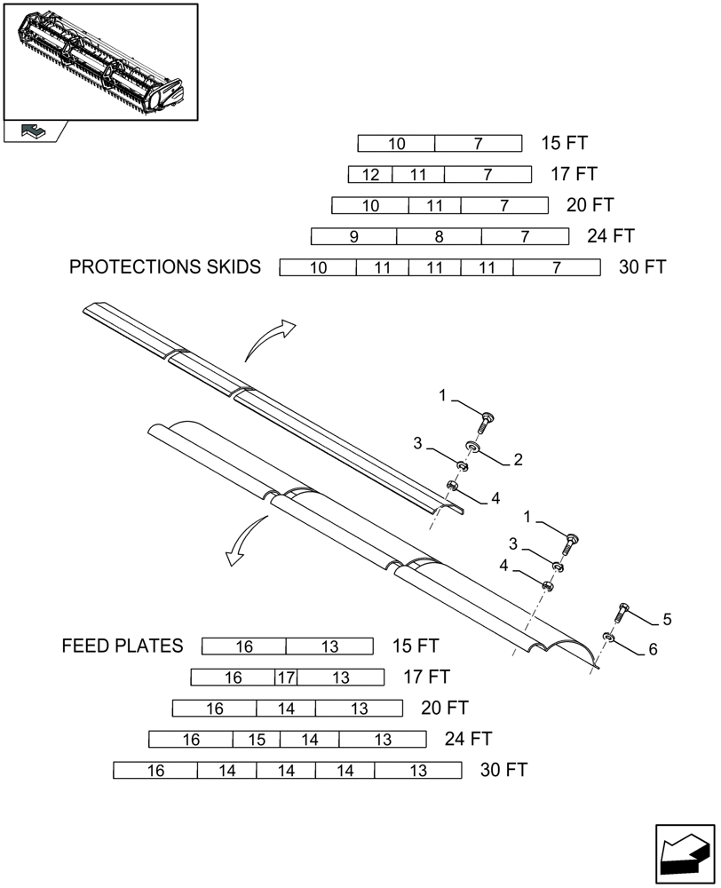 Схема запчастей Case IH 2030 - (20.08[01]) - FEED PLATES AND PROTECTIONS SKIDS (20) - HEADER