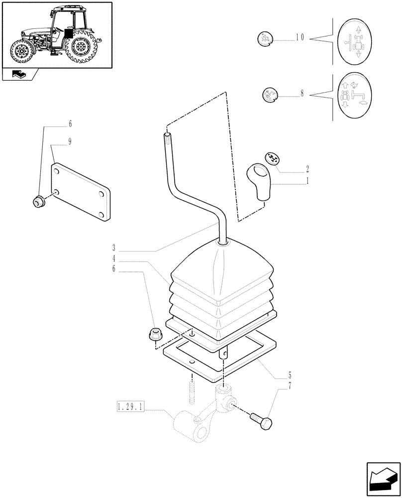 Схема запчастей Case IH FARMALL 65C - (1.34.2) - REVERSER CONTROL (04) - FRONT AXLE & STEERING