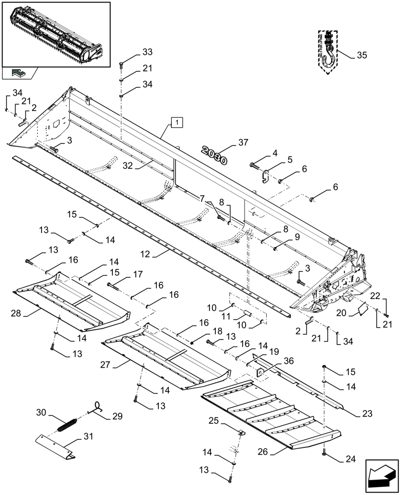 Схема запчастей Case IH 2030 - (20.06[01]) - HEADER, KNIFE GUARDS (20) - HEADER