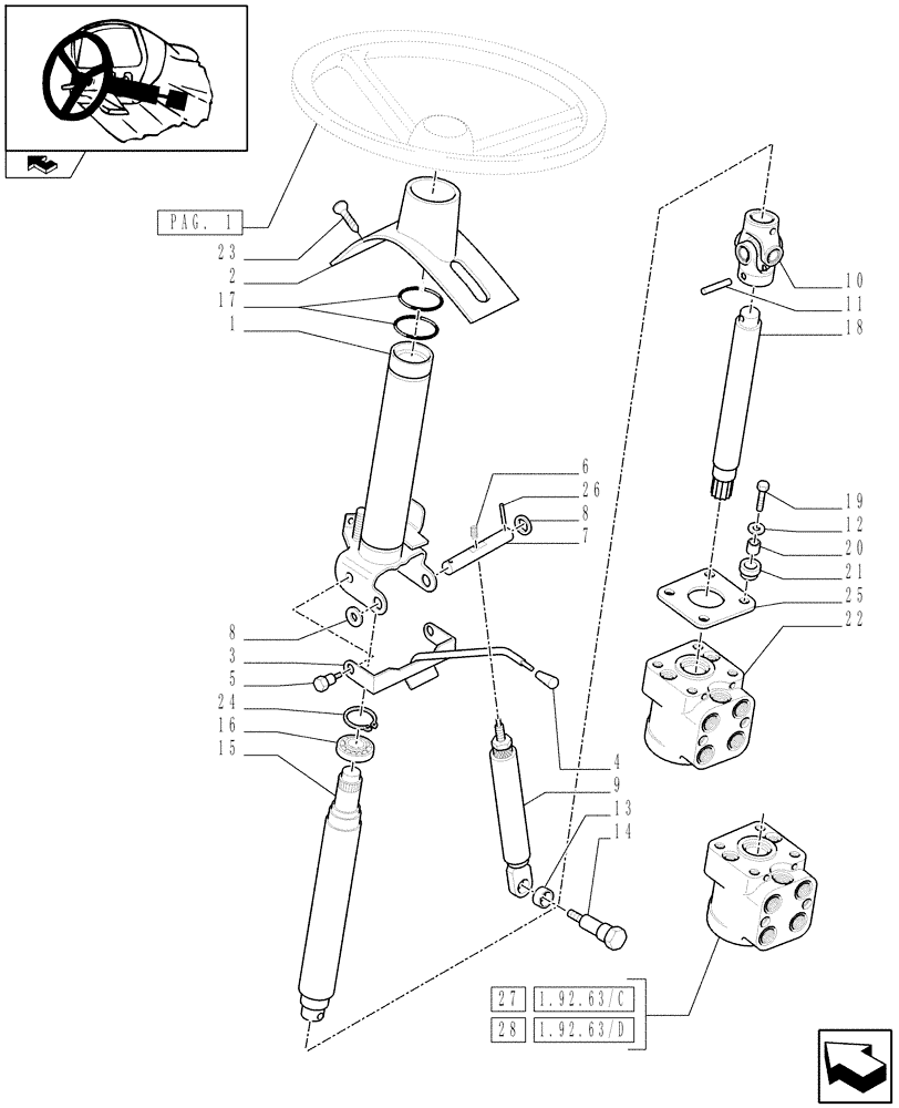 Схема запчастей Case IH FARMALL 90 - (1.92.63[02]) - STEERING COLUMN (10) - OPERATORS PLATFORM/CAB