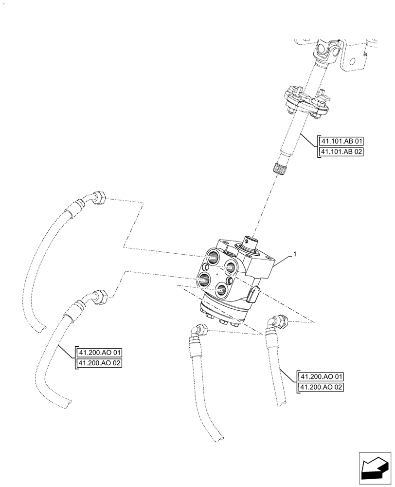 Схема запчастей Case IH FARMALL 110A - (41.200.AT) - HYDRAULIC STEERING (41) - STEERING