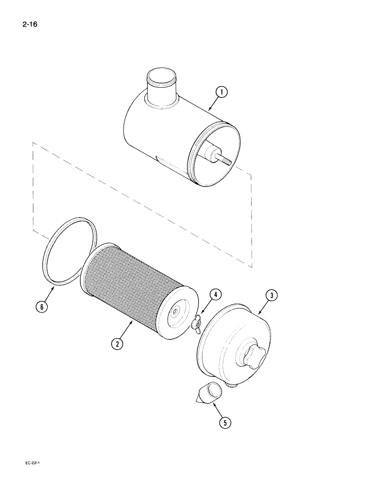 Схема запчастей Case IH 395 - (2-016) - AIR CLEANER, COOPERS, WITHOUT SAFETY ELEMENT (02) - ENGINE