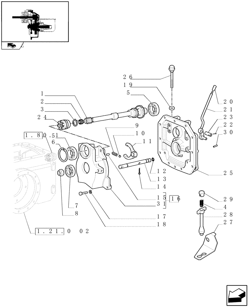 Схема запчастей Case IH FARMALL 60 - (1.80.1/02[01]) - POWER TAKE-OFF 540/1000 RPM WITH GROUND SPEED AND ISO PROTECTION SHIELD (VAR.335805) (07) - HYDRAULIC SYSTEM