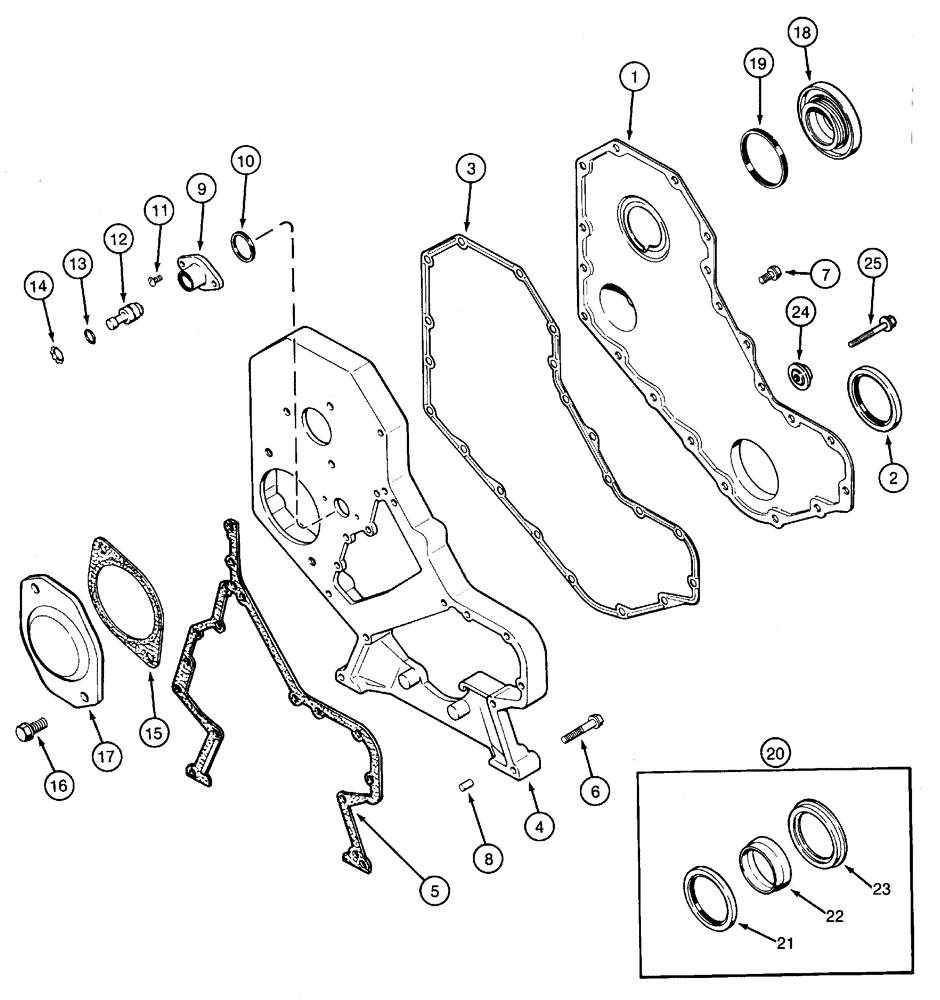 Схема запчастей Case IH 5230 - (2-034) - FRONT GEAR COVER, 6-590 ENGINE, 6T-590 ENGINE (02) - ENGINE