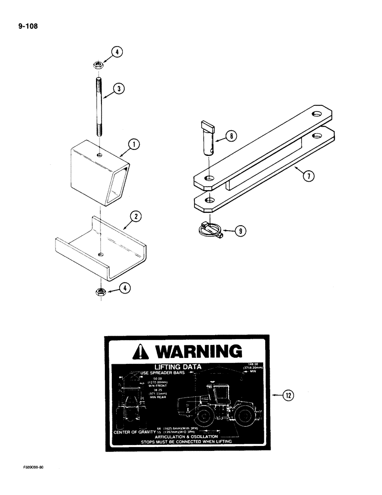 Схема запчастей Case IH 9180 - (9-108) - SHIPPING AND LIFTING ACCESSORIES (09) - CHASSIS/ATTACHMENTS