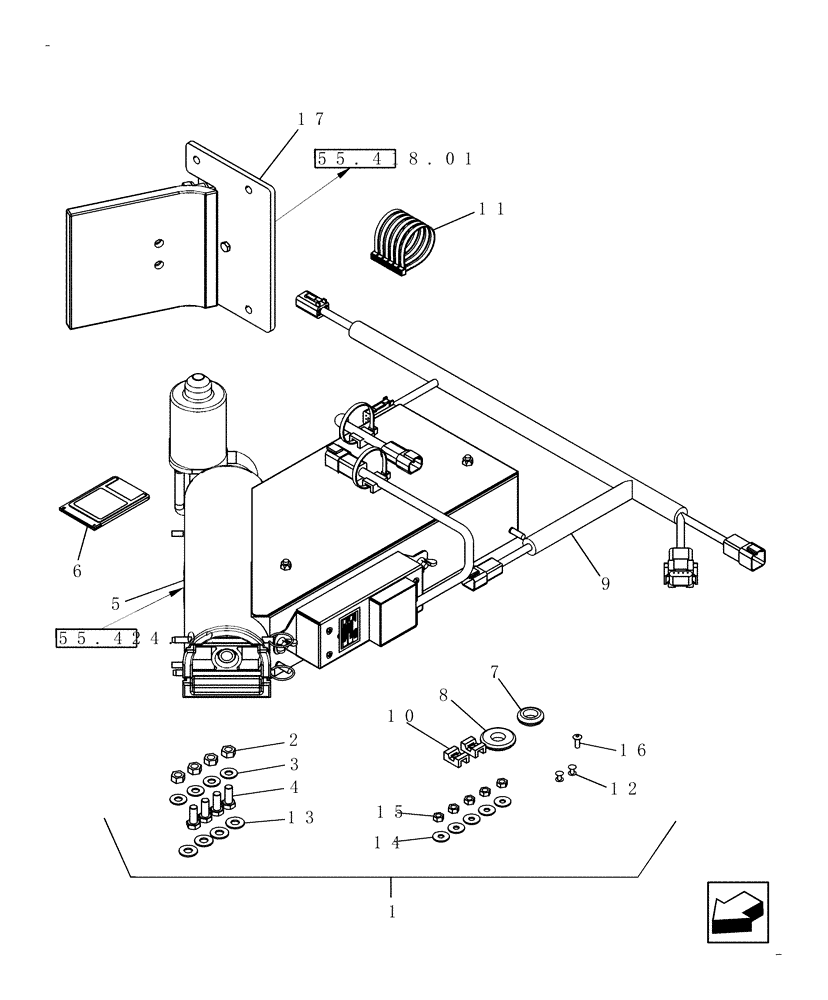 Схема запчастей Case IH 9120 - (55.785.03[01]) - KIT, DIA - GRAIN FLOW/MOISTURE SENSOR (55) - ELECTRICAL SYSTEMS