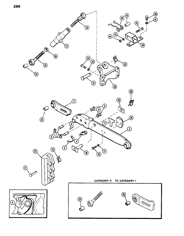 Схема запчастей Case IH 770 - (288) - THREE POINT HITCH, DRAFT ARMS (09) - CHASSIS/ATTACHMENTS