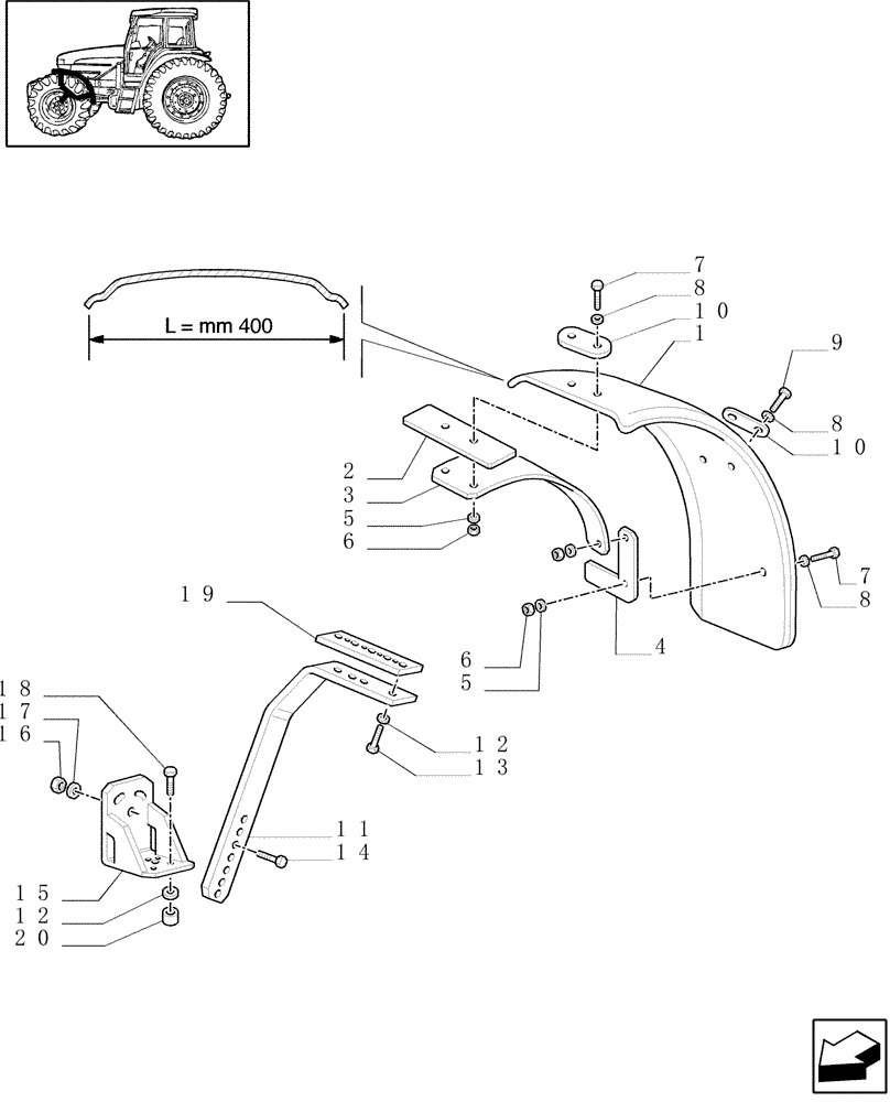 Схема запчастей Case IH JX80U - (1.43.0/04) - (VAR.495/1) FRONT MUDGUARDS- 4WD - SUPPORTS - ARMS (04) - FRONT AXLE & STEERING