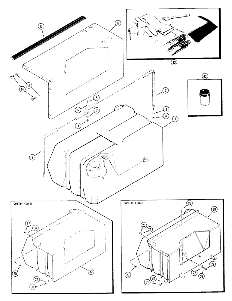 Схема запчастей Case IH 870 - (061A) - FUEL TANK SUPPORTS & COVERS, (336B) DIESEL ENGINE (03) - FUEL SYSTEM