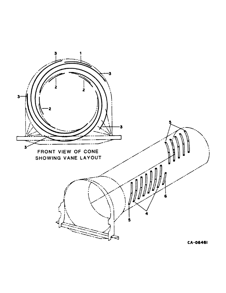 Схема запчастей Case IH 1420 - (21-13) - THRESHING ROTOR AND CONCAVES, VANE LAYOUT (14) - THRESHING